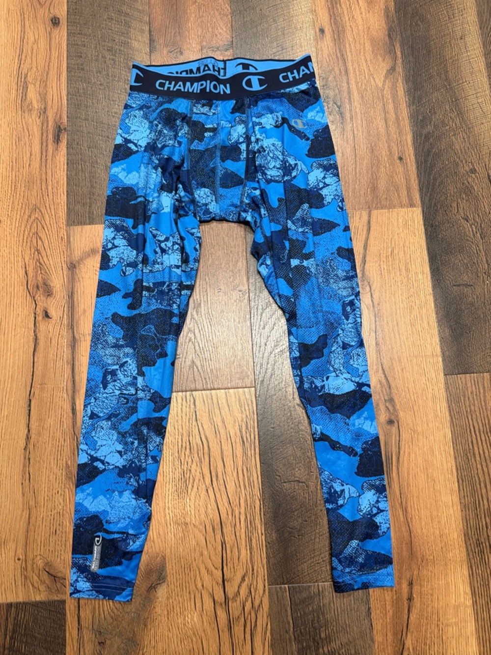 Champion Blue Camo Compression Pants with Logo Waistband